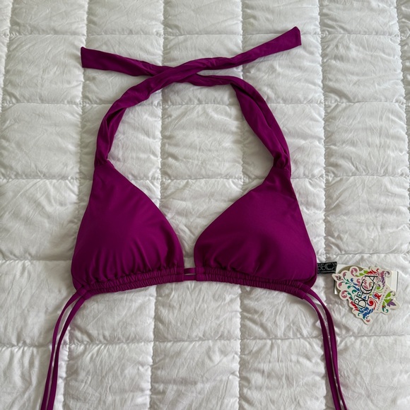 {Becca} Purple Halter Neck Bikini Top Adjustable Straps & Remove able Pads | M - Picture 2 of 6
